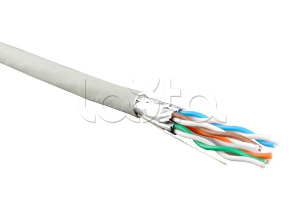 Hyperline UFTP4-C6-S23-IN-LSZH-GY-500, Кабель витая пара, экранированная (U/FTP), категория 6, 4 пары (23 AWG), одножильный (solid), каждая пара в фольге, LSZH, нг(С)-HF Hyperline UFTP4-C6-S23-IN-LSZH-GY-500