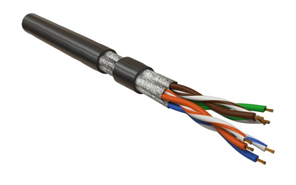 Hyperline UFTP4-C6-P26-IN-LSZH-BK-100 (100 м), Кабель витая пара, экранированная U/FTP, категория 6, 4 пары (26 AWG), многожильный (patch), каждая пара в фольге, LSZH, черный UFTP4-C6-P26-IN-LSZH-BK-100 Hyperline (100 м)