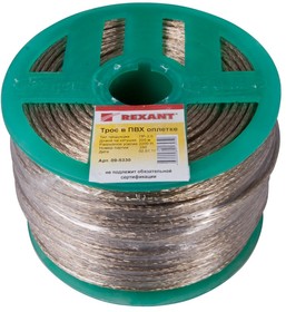 REXANT 09-5330, Трос стальной в ПВХ изоляции d3 мм (200 м) REXANT 09-5330