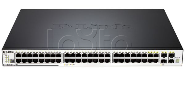 D-Link DGS-3120-48PC/B1ASI, Управляемый L2+ стекируемый коммутатор с 44 портами 10/100/1000Base-T, 4 комбо-портами 100/1000Base-T/SFP и 2 портами 10GBase-CX4 (48 портов PoE 802.3af/at, PoE-бюджет 370 Вт; 740 Вт с DPS-700) D-Link DGS-3120-48PC/B1ASI