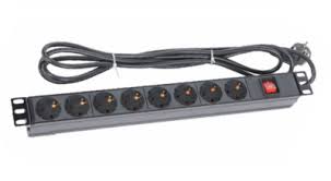 Eurolan 60A-61-01-08BL, Блок розеток 1U, 8 розеток Schuko Eurolan 60A-61-01-08BL