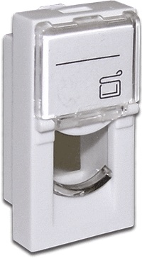 LANMASTER LAN-SIP-22L-WH, Вставка 22.5x45 на 1 кейстоун, со шторкой и увеличенным окном маркировки, белая LANMASTER LAN-SIP-22L-WH