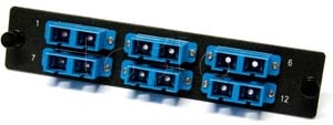 Hyperline FO-FPM-W120H32-6DSC-BL, Панель для FO-19BX с 6 SC (duplex) адаптерами, 12 волокон, одномодовые, адаптеры синего цвета Hyperline FO-FPM-W120H32-6DSC-BL