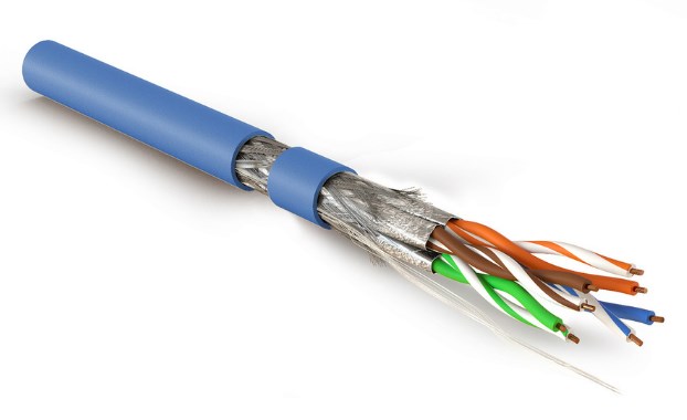 Hyperline SFTP4-C7A-S23-IN-LSZH-BL-500 (500 м), Кабель витая пара, экранированная S/FTP, категория 7A (1000MHz), 4 пары (23 AWG), одножильный (solid), LSZH (нг(А)-HF), синий SFTP4-C7A-S23-IN-LSZH-BL-500 Hyperline (500 м)