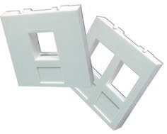 LANMASTER LAN-SIP-24М-WH, Вставка 45x45 на 2 кейстоуна, со шторками, маркировкой и иконками, белая LANMASTER LAN-SIP-24М-WH