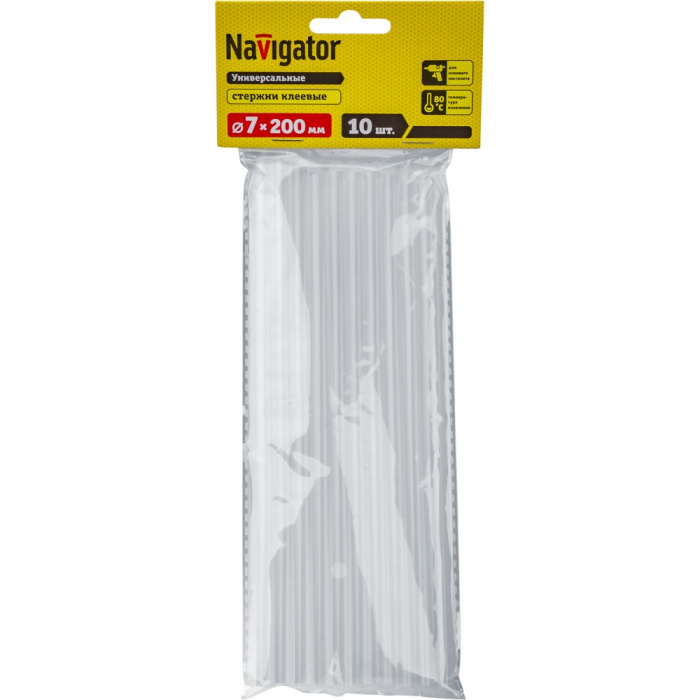 Клей Navigator 93 243 NEM-Ks01-7-200-H10 (стержень, 7 мм*200 мм, 10 шт), Клей Navigator 93 243 NEM-Ks01-7-200-H10 (стержень, 7 мм*200 мм, 10 шт)