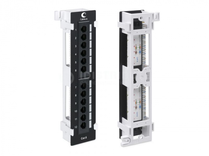 Патч-панель настенная 12 портов RJ-45 кат.5е (PP-WL-12P-5e) Пожтехкабель СКС (201-009), Патч-панель настенная, 12 портов RJ-45, категория 5E, Dual IDC с подставкой, черная