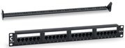 Патч-панель 19&quot; (1U) 24 порта RJ-45 кат.6 (PP-1U-24P-6) Пожтехкабель СКС (201-032), Патч-панель 19&quot;, 1U, 24 порта RJ-45, категория 6, Dual IDC с задним кабельным организатором, черная