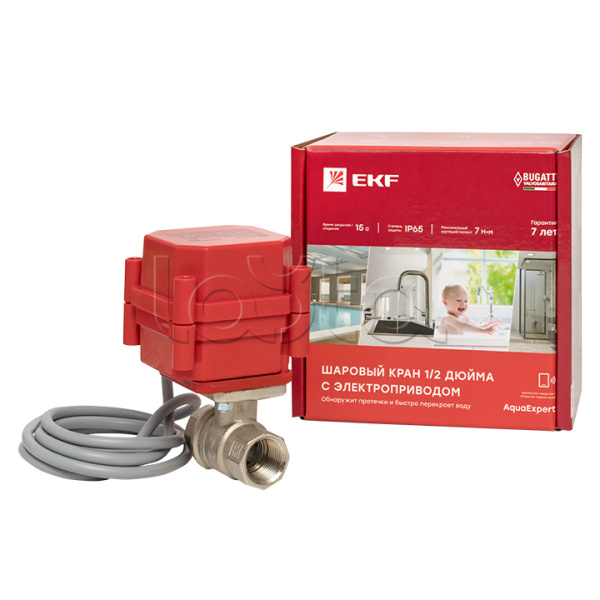 AquaExpert 220V Шаровой кран с электроприводом 1/2 дюйма EKF PROxima, AquaExpert 220V Шаровой кран с электроприводом 1/2 дюйма EKF PROxima (AquaExpert-valve-1/2)