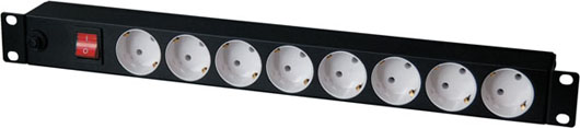 TLK TLK-RS08MF1-BK, Блок розеток 1U, 8 розеток Schuko с фильтром TLK TLK-RS08MF1-BK