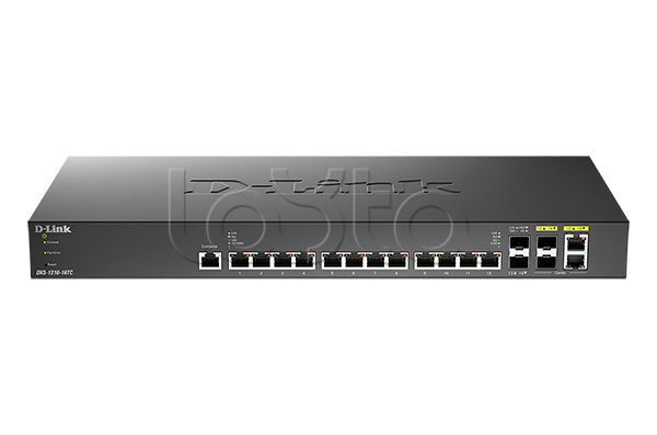 D-Link DXS-1210-16TC/B1A, Настраиваемый L2+ коммутатор с 12 портами 10GBase-T, 2 портами 10GBase-X SFP+ и 2 комбо-портами 10GBase-T/SFP+ D-Link DXS-1210-16TC/B1A