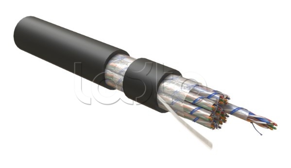 Hyperline UUTP50W-C5-S24-OUT-PE-BK, Кабель витая пара, неэкранированная U/UTP, категория 5, 50 пар (5 пар (24 AWG)х10), одножильный (solid), внешний, PE, -40°C – +60°C, черный UUTP50W-C5-S24-OUT-PE-BK Hyperline
