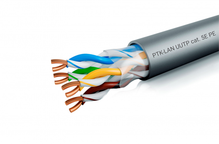 LAN U/UTP 4x2x24AWG (0,48 мм) кат.5е (305 м) PE (черный) Standard Пожтехкабель СКС (202-019), Кабель витая пара U/UTP, 4 пары, категория 5e, одножильный (solid), чистая медь (BC), 24 AWG (0,48 мм), неэкранированный, внешний PE,черный, 305 м.
