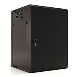 Hyperline TWB-1266-SR-RAL9004, Шкаф настенный 19&quot;, 12U, 650x600х600 мм, металлическая передняя дверь с замком Hyperline TWB-1266-SR-RAL9004