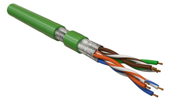 Hyperline UFTP4-C6-P26-IN-LSZH-GN-500 (500 м), Кабель витая пара, экранированная U/FTP, категория 6, 4 пары (26 AWG), многожильный (patch), каждая пара в фольге, LSZH, зеленый UFTP4-C6-P26-IN-LSZH-GN-500 Hyperline (500 м)