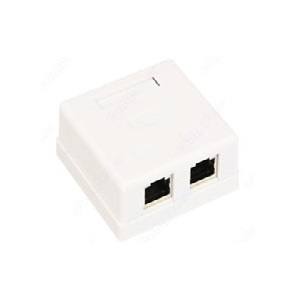 Розетка компьютерная накладная RJ-45 (8Р8С) кат.5e двойная (WS-RJ45-8P8C-5e-2P) Пожтехкабель СКС (201-012), Розетка компьютерная RJ-45 (8P8C), категория 5e, двойная, внешняя (настенная), Dual IDC, белая