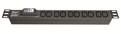 DKC R519IEC8CBC14, Блок распределения питания для 19&quot; шкафов, 8 розеток IEC60320 С13, с автоматом защиты 1P DKC R519IEC8CBC14
