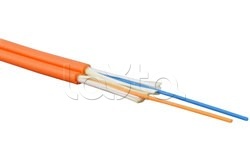 Cabeus TB-ZIP-5-02T-PVC IN-25, Кабель волоконно-оптический 50/125 (OM2) многомодовый, 2 волокна, плотное буферное покрытие (tight buffer), zip cord, для внутренней прокладки, FR-PVC (оранжевый) Cabeus TB-ZIP-5-02T-PVC IN-25
