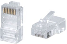 Коннектор RJ-45 (8Р8С) кат.5e (100шт./уп.) (J-RJ45-8p8c-UTP-5e) Пожтехкабель СКС (201-021), Разъем RJ-45(8P8C) под витую пару, категория 5e (50 µ&quot;/ 50 микродюймов), универсальный (для одножильного и многожильного кабеля) (100 шт)