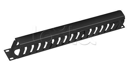 Cabeus JB07-1U-BK, Органайзер кабельный 19&quot; 1U с крышкой, металлический (черный) Cabeus JB07-1U-BK
