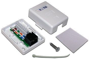 TWT TWT-SM1-45/6-WH, Розетка настенная, 1 порт RJ-45, категория 6, белая TWT TWT-SM1-45/6-WH