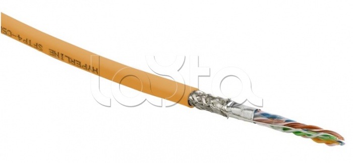 Hyperline SFUTP4-C5E-S24-IN-PVC-OR-305 (305 м), Кабель витая пара SF/UTP, категория 5e, 4 пары(24 AWG), одножильный(solid), экран - фольга + медная оплетка, PVC, –20°C – +75°C, оранжевый - гарантия:15 лет компонентная; 25 лет системная SFUTP4-C5E-S24-IN-PVC-OR-305 Hyperline (305 м)