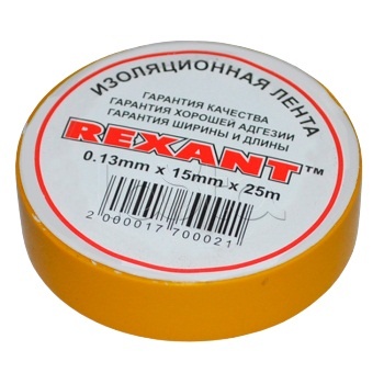 REXANT 09-2102, Изолента 15 мм желтая (25 м) (5шт/уп) REXANT 09-2102