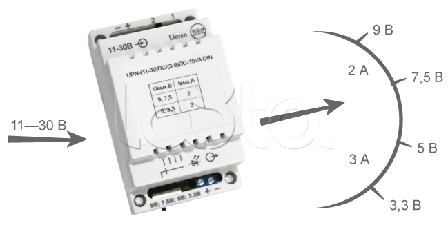 Преобразователь напряжения UPN-(11-30)DC/(3-9)DC-15VA DIN БАСТИОН