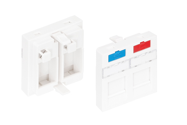 NIKOMAX NMC-PM2P-PF-WT, Вставка 45x45 KeyStone 2 порта NIKOMAX (NMC-PM2P-PF-WT)