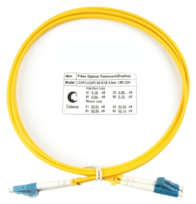 Шнур оптический duplex LC-LC 9/125 SM 1,5 м LSZH Cabeus FOP(d)-9-LC-LC-1,5M