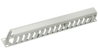 Органайзер кабельный19&quot; 1U с крышкой, металлический (серый) Cabeus JB07-1U-GY