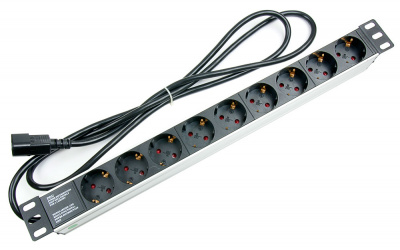 Блок на 9 розеток IEC 320 горизонтальный для 19' шкафов Cabeus PDU-9P-2IEC