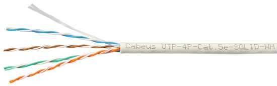 Cabeus UTP-4P-Cat.5e-SOLID-WH-100|Кабель витая пара LAN U/UTP 4x2x24AWG ...