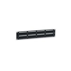 Патч-панель 19&quot; (2U) 48 портов RJ-45 кат.5е (PP-2U-48P-5e) Пожтехкабель СКС (201-002), Патч-панель 19&quot;, 2U, 48 портов RJ-45, категория 5E, Dual IDC с задним кабельным организатором, черная