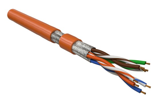 Hyperline UFTP4-C6-P26-IN-LSZH-OR-100 (100 м), Кабель витая пара, экранированная U/FTP, категория 6, 4 пары (26 AWG), многожильный (patch), каждая пара в фольге, LSZH, оранжевый UFTP4-C6-P26-IN-LSZH-OR-100 Hyperline (100 м)