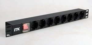 PH12-8D3, Блок розеток на 8 розеток 19&quot;, без шнура ITK PH12-8D3
