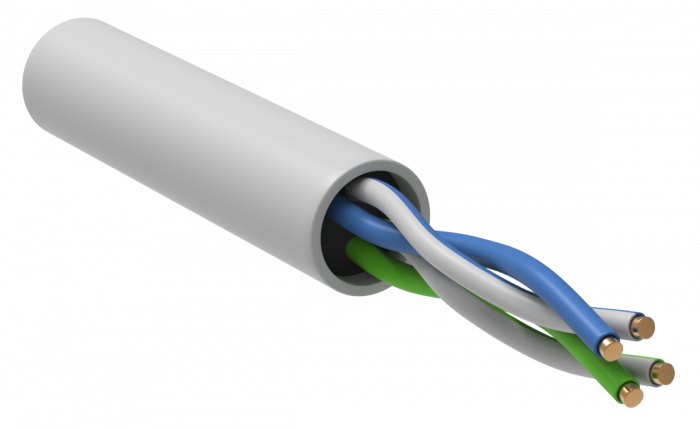 LAN U/UTP 2x2x24AWG (0,51 мм) кат.5е (305 м) PVC (серый) Пожтехкабель СКС (202-007), Кабель витая пара U/UTP, 2 пары, категория 5e, одножильный (solid), чистая медь (BC), 24 AWG (0,51 мм), неэкранированный, внутренний PVC, серый, 305 м.
