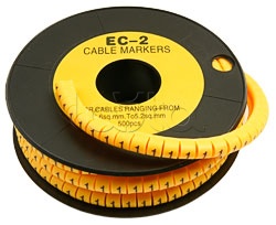 Cabeus EC-2-1, Маркер для кабеля (d7,4 мм, цифра 1) Cabeus ЕC-2-1 (500 шт/уп)