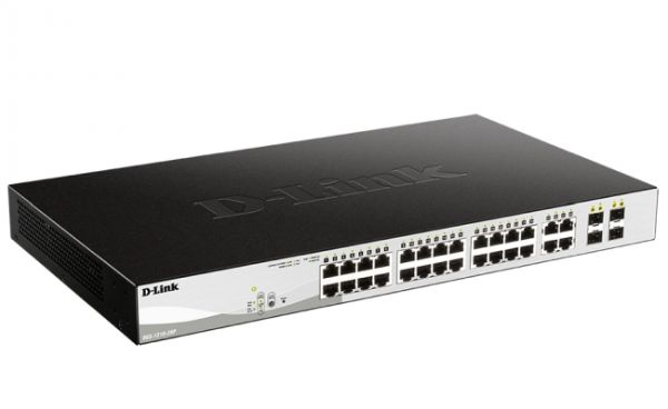 D-Link DGS-1210-28P/FL1A, Управляемый L2 коммутатор с 24 портами 10/100/1000Base-T и 4 комбо-портами 100/1000Base-T/SFP (24 порта PoE 802.3af/at, РоЕ-бюджет 193 Вт) D-Link DGS-1210-28P/FL1A