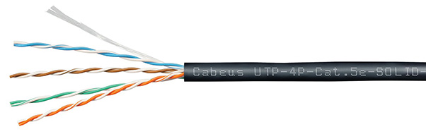 Cabeus UTP-4P-Cat.5e-SOLID-OUT-PE-UV-100, Кабель LAN UTP (U/UTP), кат.5e, 4x2x24AWG PE-UV (100м) Cabeus (UTP-4P-Cat.5e-SOLID-OUT-PE-UV-100)