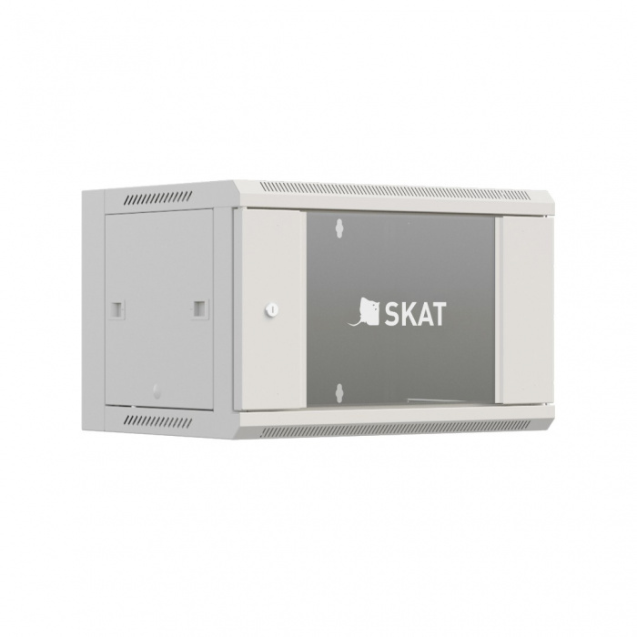 Шкаф наст. телеком. 12U 600х450х635мм, дверь стекл. серый Бастион SKAT TB-12W645GF-G, Телекоммуникационный шкаф Бастион SKAT TB-12W645GF-G
