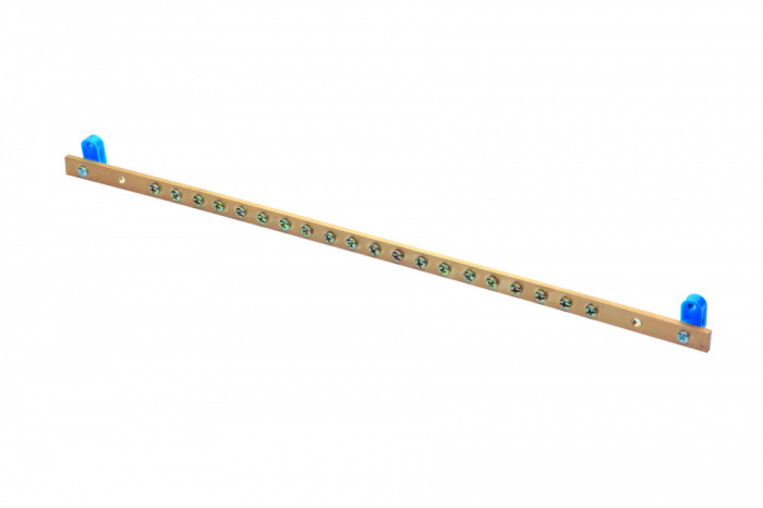 Eurolan 60A-14-11GR|Шина заземления 19" (500 мм), 20 точек, 5 × 15 мм ...