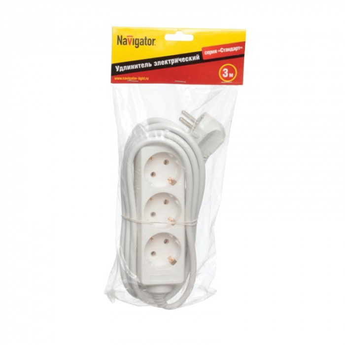 Navigator 94 179 NPE-S-03-300-E-3x1 с/з 3 гн. 3м, Удлинитель Navigator 94 179 NPE-S-03-300-E-3x1 с/з 3 гн. 3м