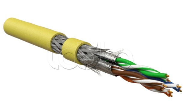 Hyperline ISFTP4-C7-P26/7-PVC-YL (500 м), Кабель для сетей Industrial Ethernet, категория 7, 4x2x26 AWG, многопроволочные жилы (patch), S/FTP, PVC, желтый ISFTP4-C7-P26/7-PVC-YL Hyperline (500 м)