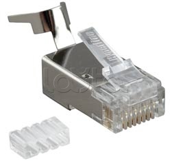 Hyperline PLUG-8P8C-UV-C6-TW-SH, Разъем RJ-45 под витую пару, кат. 6, экранированный, универсальный Hyperline PLUG-8P8C-UV-C6-TW-SH