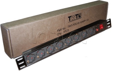 TWT TWT-PDU19-10A8P, Блок розеток 19&quot; 8 шт., 10A 250V, без шнура питания TWT TWT-PDU19-10A8P