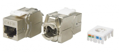 Вставка Keystone Jack RJ-45(8P8C) Hyperline KJ8-8P8C-C6-180-TLS-SH-F-WH