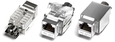 Модуль Keystone Jack серии KJNE, RJ-45 (8P8C), категория 5e, 110 IDC Hyperline KJNE-8P8C-C5e-90-SH-F-WH