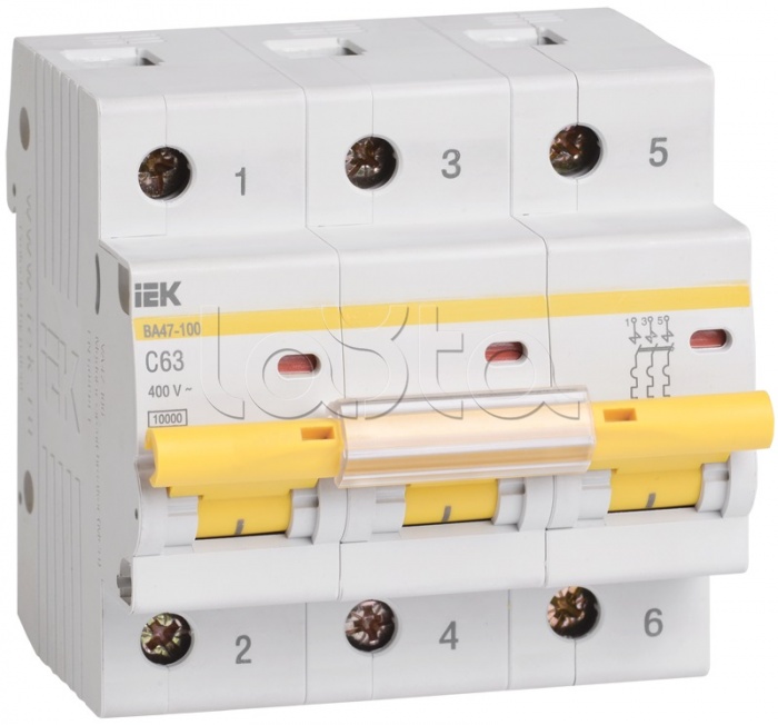 IEK MVA40-3-016-C, Выключатель автоматический трехполюсный, IEK ВА47-100 MVA40-3-016-C