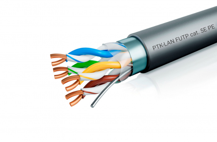 LAN F/UTP 4x2x24AWG кат.5е (305 м) PE (черный) Пожтехкабель СКС (202 ...